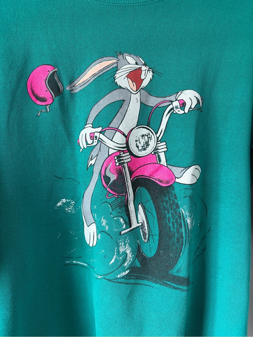 Vintage 1993 Bugs Bunny Motorcycle Sweatshirt Warner Bros Garment Graphics USA S - Picture 2 of 7